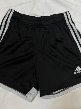 adidas Black Athletic Shorts with White Stripe Accents